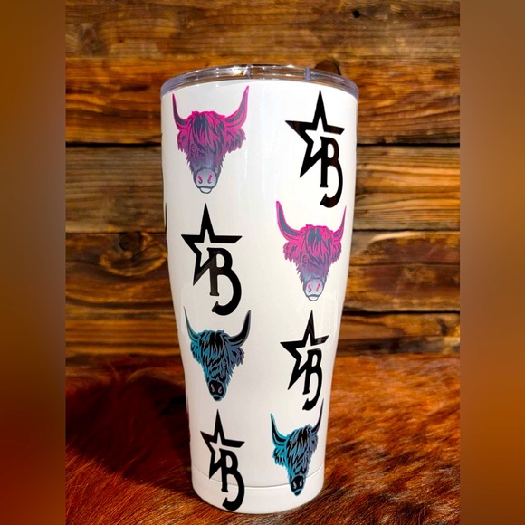 bougiecattlecompany Other - Bougie Cattle Highlander Cow White Gloss Tumbler
